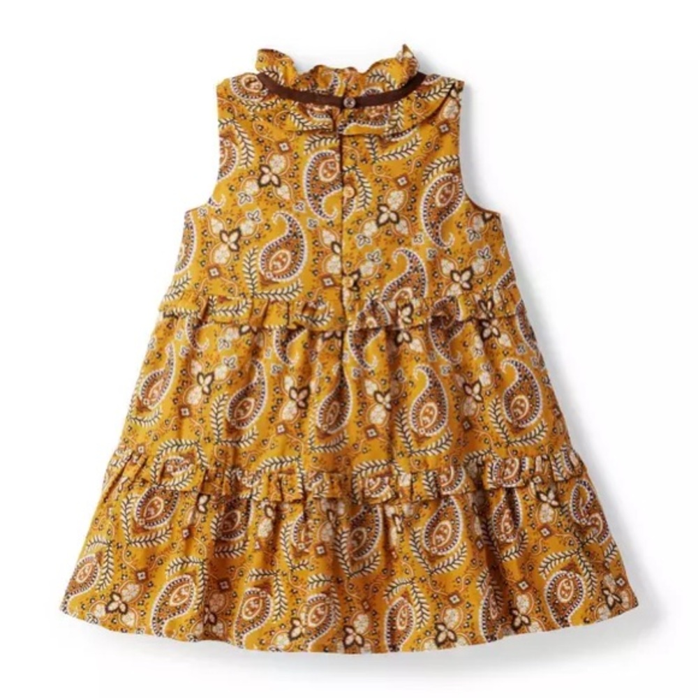 Janie and Jack Paisley Ruffle Tiered Dress -  Mustard